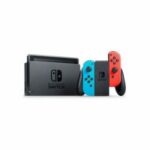 Consola Nintendo Switch con un par de Joy-Cons inalámbricos V3 en rojo y azul neón - Imagen 2